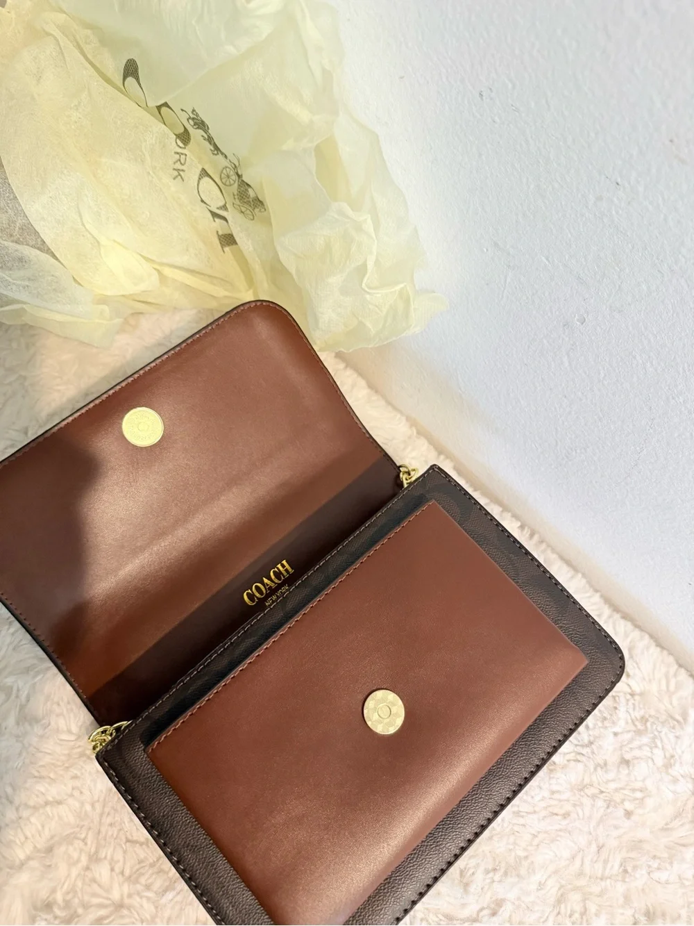 COACH Brown Signature Canvas and Saddle Leather Crossbody